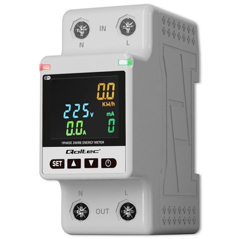 Jednofazowy elektroniczny licznik | miernik zużycia energii | DIN35 | zdalne sterowanie | historia pomiaru | WiFi | TUYA | Smart Qoltec