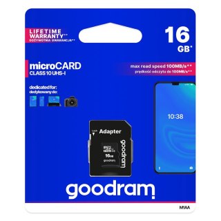 Microcard 16 GB karta pamięci micro SD HC/XC UHS-I adapter SD odczyt do 100mb/s Goodram