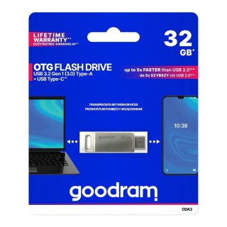Pendrive 32GB dwa złącza USB 3.2 + USB-C OTG ODA3 srebrny Goodram
