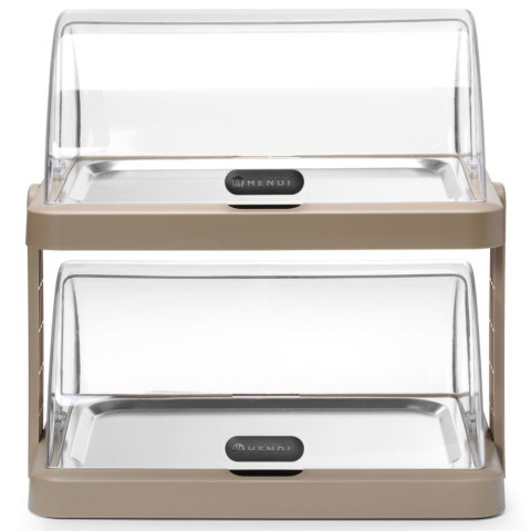 Witrynka chłodząca podwójna bufetowa z pokrywą roll-top Duo UNIQ - beżowa Hendi