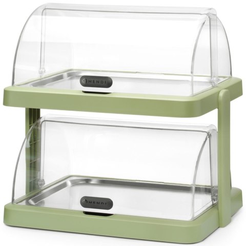 Witrynka chłodząca podwójna bufetowa z pokrywą roll-top Duo UNIQ - zielona Hendi