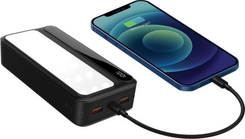 Powerbank P20 LCDPD LAMP 20 000mAh, zintegrowana lampa LED z funkcją latarki Rebeltec