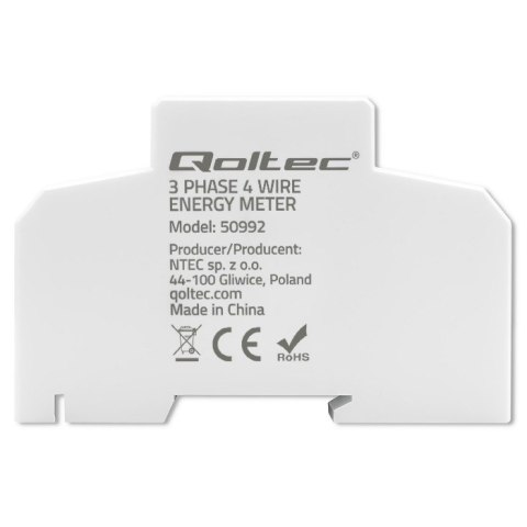 Trójfazowy elektroniczny licznik | miernik zużycia energii na szynę DIN | 400V | 100A | LCD | 4P Qoltec