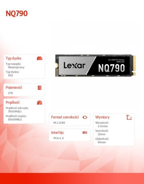 Dysk SSD NQ790 2TB NVMe 4x4 2280 7000/6000MB/s Lexar