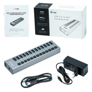 Hub USB3.0 z ładowaniem, 13 portów, zasilacz 60W I-tec