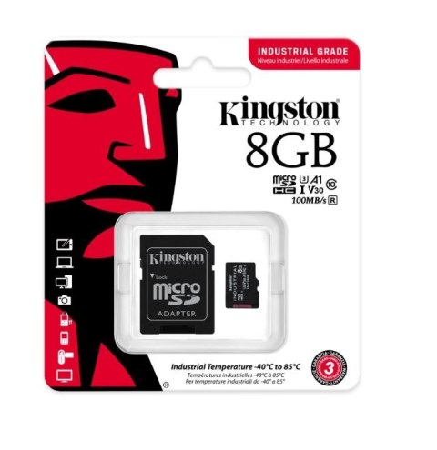 Karta pamięci microSD 8GB CL10 UHS-I Industrial bez adaptera Kingston