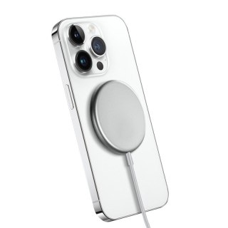MagSpot Wireless Charger Aluminiowa ładowarka indukcyjna MagSafe 15W Srebrna CRONG
