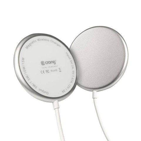 MagSpot Wireless Charger Aluminiowa ładowarka indukcyjna MagSafe 15W Srebrna CRONG