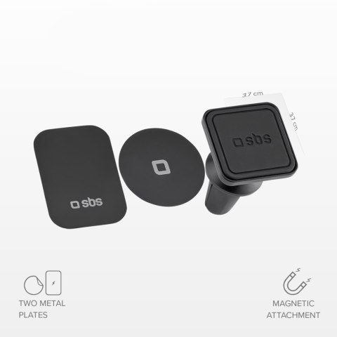 Magnetyczny uchwyt samochodowy na smartfona do kratki nawiewu - czarny SBS