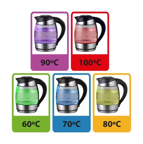 Czajnik elektryczny szklany Seine 1.7L czarny z podświetleniem LED i regulacją temperatury Esperanza