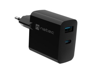 Ładowarka sieciowa Ribera GAN 1X USB-A + 1X USB-C 65W Czarna Natec