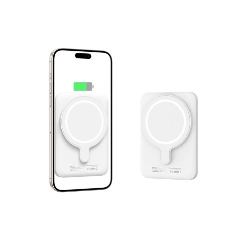 Powerbank 5000mAh z MagSafe USB-C 15W z kablem USB-C - biały Tech-Protect