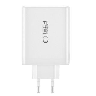 Ładowarka sieciowa GaN 3x USB-C PD USB-A QC 100W - biała Tech-Protect