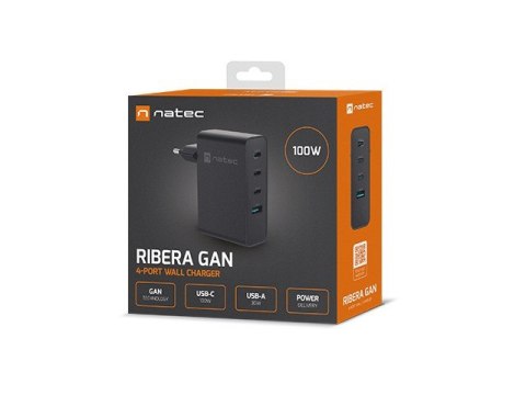 Ładowarka sieciowa Ribera GAN 3xUSB-C + 1x USB-A 100W czarna Natec