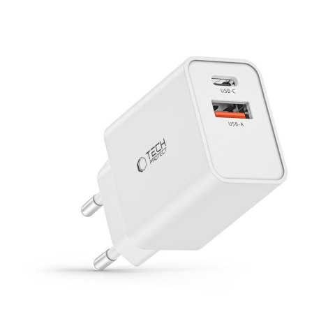 Ładowarka sieciowa USB-C PD / USB-A QC 30W - biała Tech-Protect