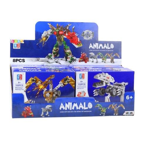 Klocki Konstrukcyjne Dinozaur Auto 2w1 105-132 el. Mix LEAN TOYS