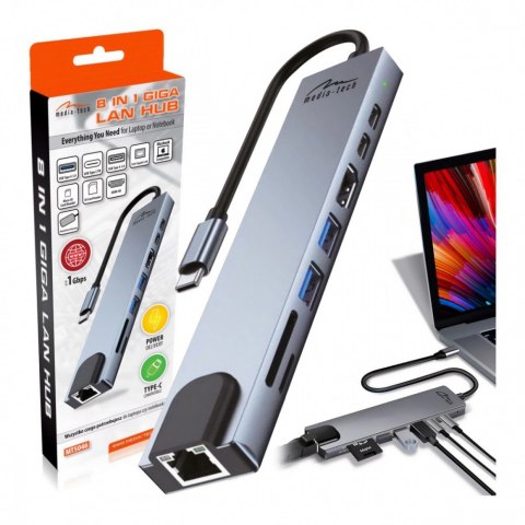 Stacja dokująca 8 IN 1 GIGA LAN HUB MT5046 Media-Tech