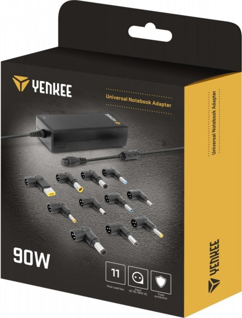 Zasilacz uniwersalny do laptopa 90W zestaw 11 wtyczek YENKEE