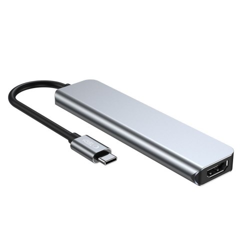 6w1 HUB rozdzielacz USB-C na USB-A USB-C HDMI micro SD / TF / SD - szary Tech-Protect