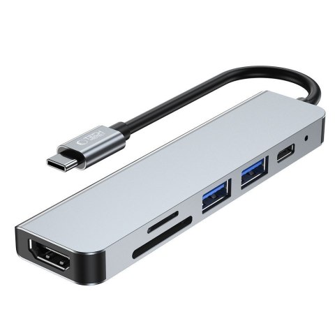 6w1 HUB rozdzielacz USB-C na USB-A USB-C HDMI micro SD / TF / SD - szary Tech-Protect