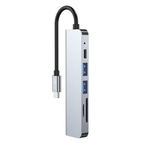 6w1 HUB rozdzielacz USB-C na USB-A USB-C HDMI micro SD / TF / SD - szary Tech-Protect
