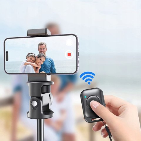 Selfie stick kijek do zdjęć Bluetooth z tripodem pilotem i głowicą 180 do 148cm - biały Tech-Protect