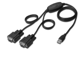 Konwerter/Adapter USB 2.0 do 2x RS232 (DB9) z kablem USB A M/Ż dł. 1,5m Digitus