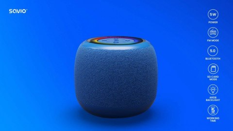 Głośnik bezprzewodowy Bluetooth 5W, BS-042, Niebieski Savio