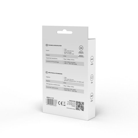 Konwerter/Adapter VGA - HDMI Full HD/1080p 60Hz, CL-110 Savio