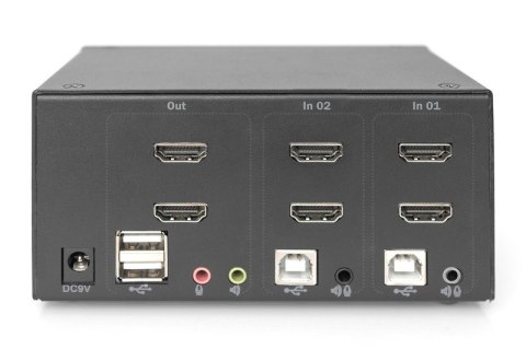 Przełącznik KVM 2 portowy HDMI, Dual Display, 4K 30Hz Digitus