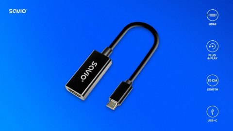Adapter USB-C (M) - HDMI (F), 4K, 30Hz, plastik, AK-79 Savio