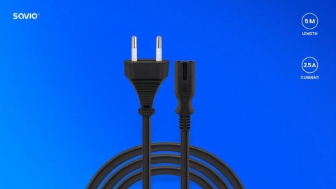 Kabel zasilający 2pin, 5m, CL-185 Savio