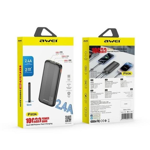 Powerbank 10000mAh P20K 2xUSB AWEI