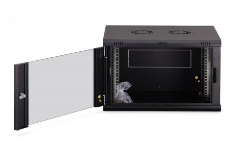 Szafa sieciowa wisząca Dynamic 19" 7U rack 385x600x450mm, drzwi szyba, czarna, niezłożona, 60kg Digitus