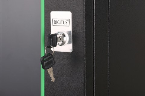 Szafa sieciowa wisząca Dynamic 19" 9U rack 474x600x450mm, drzwi szyba, czarna, niezłożona, 60kg Digitus