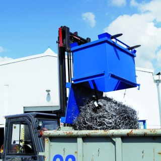 Kontener pojemnik z uchylnym otwieranym dnem klapowym 600L MEVA