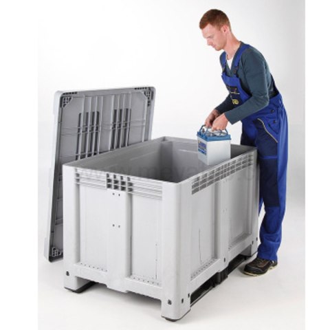 Skrzyniopaleta skrzynia kontener 610L z paletą i pokrywą 120x100x76 cm UN ADR Europlast Austria