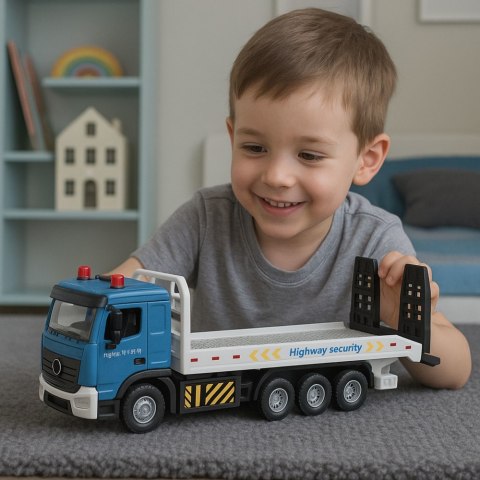 Ciężarówka Transportowa Laweta Ruchoma Platforma Światła Dźwięki LEAN Toys