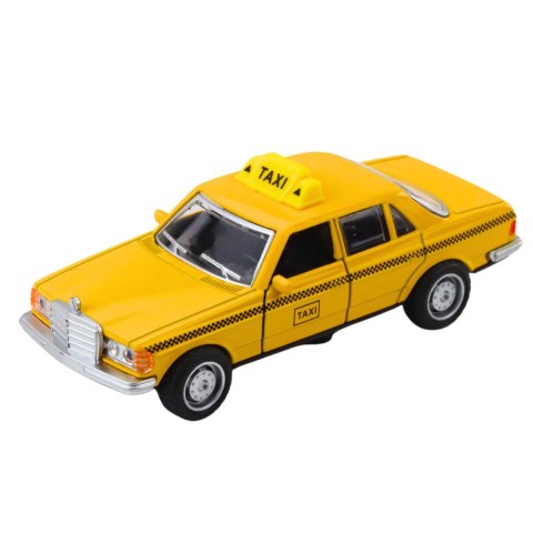 Klasyczny Samochód Taxi Napęd Metalowy Otwierane Drzwi Żółty 1:32 LEAN TOYS