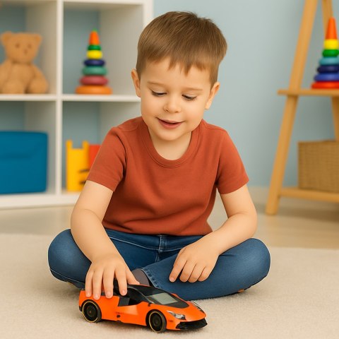 Samochód Sportowy Napęd Pull Back Metalowy Pomarańczowy 1:43 LEAN TOYS