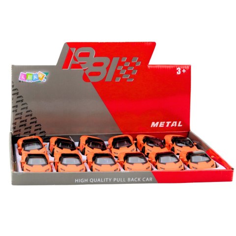 Samochód Sportowy Napęd Pull Back Metalowy Pomarańczowy 1:43 LEAN TOYS