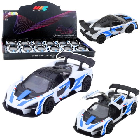 Samochód Sportowy Wyścigowy Metalowy Napęd Otwierane Drzwi Biały 1:32 LEAN TOYS