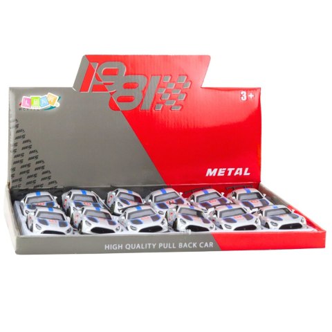Samochód Wyścigowy Metalowy Napęd Otwierane Drzwi Srebrny 1:43 LEAN TOYS