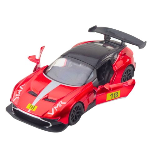 Samochód Wyścigowy Sportowy Metalowy Napęd Otwierane Drzwi Czerwony 1:32 LEAN TOYS