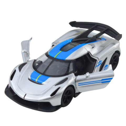 Samochód Wyścigowy Sportowy Metalowy Napęd Otwierane Drzwi Srebrny 1:32 LEAN TOYS
