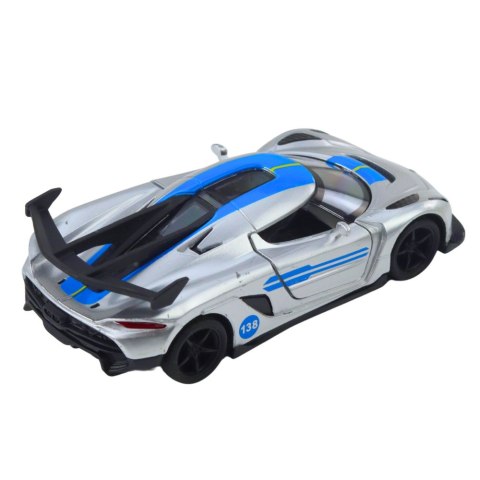 Samochód Wyścigowy Sportowy Metalowy Napęd Otwierane Drzwi Srebrny 1:32 LEAN TOYS
