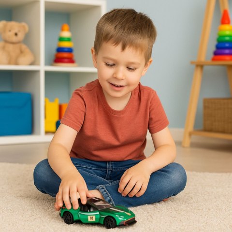 Samochód Wyścigowy Sportowy Metalowy Napęd Otwierane Drzwi Zielony 1:32 LEAN TOYS