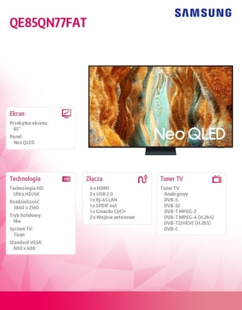 Telewizor Neo QLED 85 cali QE85QN77FATXXH Samsung