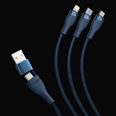 Kabel przewód 4w1 USB+USB-C do USB-C / iPhone Lightning / micro USB 1.2m - czarny BASEUS
