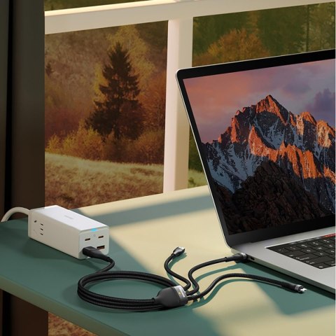 Kabel przewód 4w1 USB+USB-C do USB-C / iPhone Lightning / micro USB 1.2m - czarny BASEUS